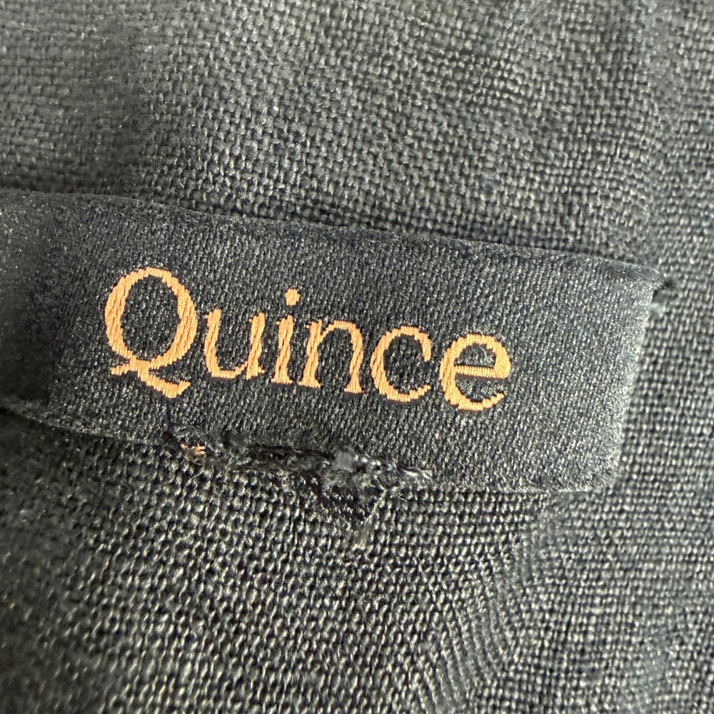 Quince Wide Leg Pants Women 10 Black 100% European Linen Patch Pocket LB88254 - Picture 5 of 15